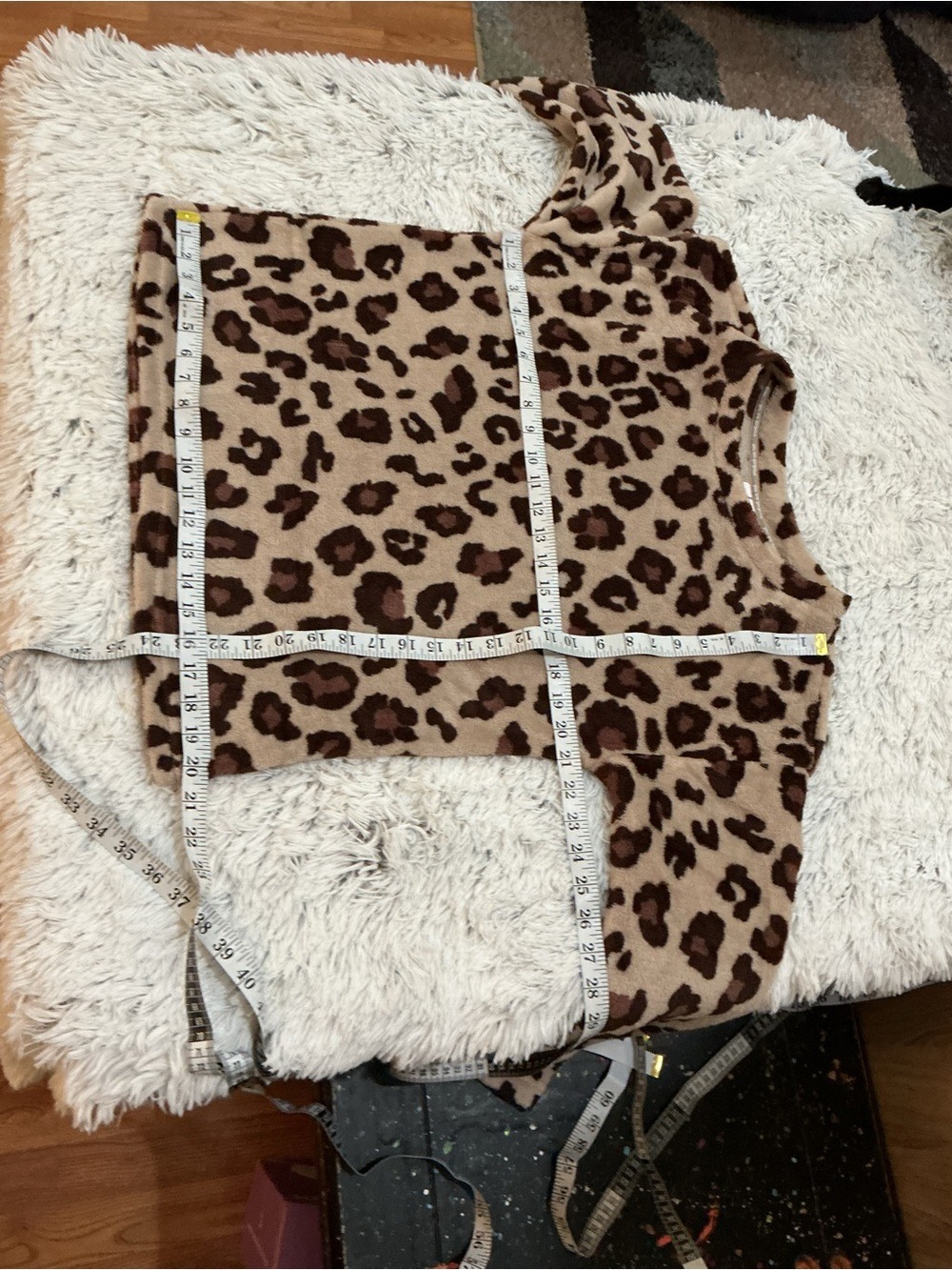 Joyspun Leopard Print Plush Fleece Pajama Lounge Set Size Small (4-6) Cozy Soft - Picture 7 of 14